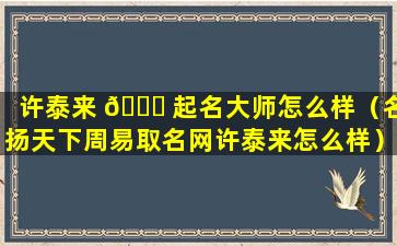 许泰来 💐 起名大师怎么样（名扬天下周易取名网许泰来怎么样）